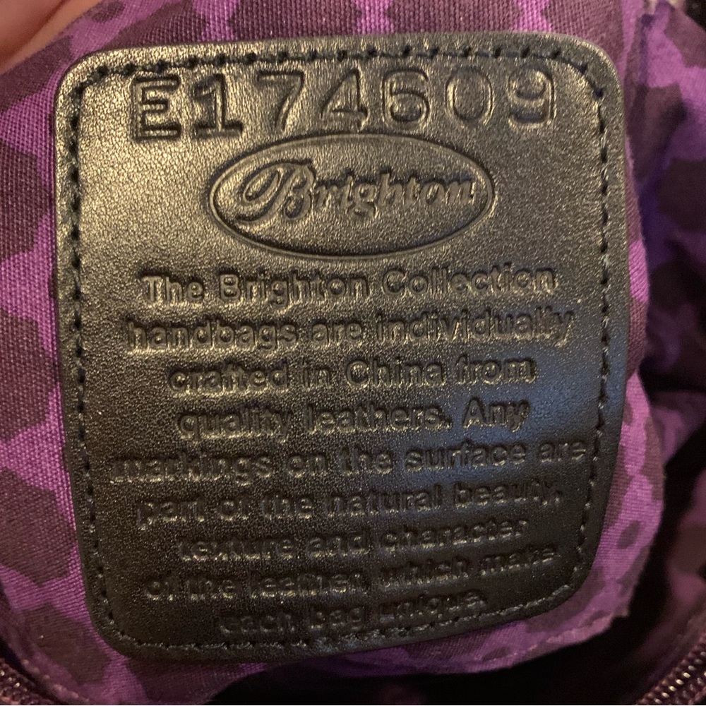 💜💎EUC BRIGHTON Valencia Embroidered Floral Leather Shoulder bag in Grape. - Picture 9 of 16